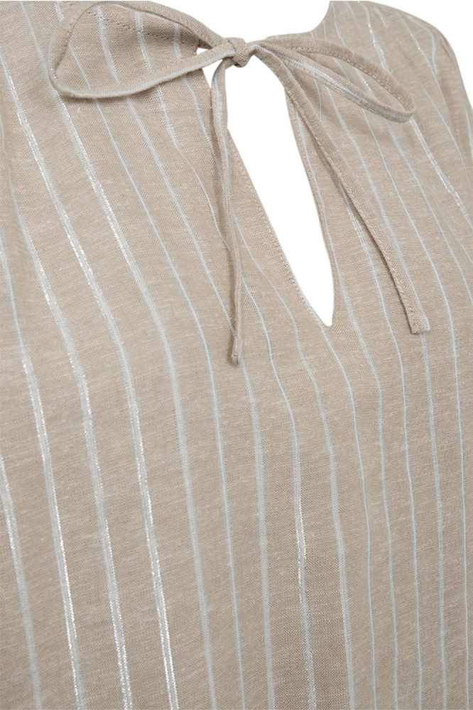 FQLALUX BLOUSE 205828 SAND MELANGE W OFF WHITE